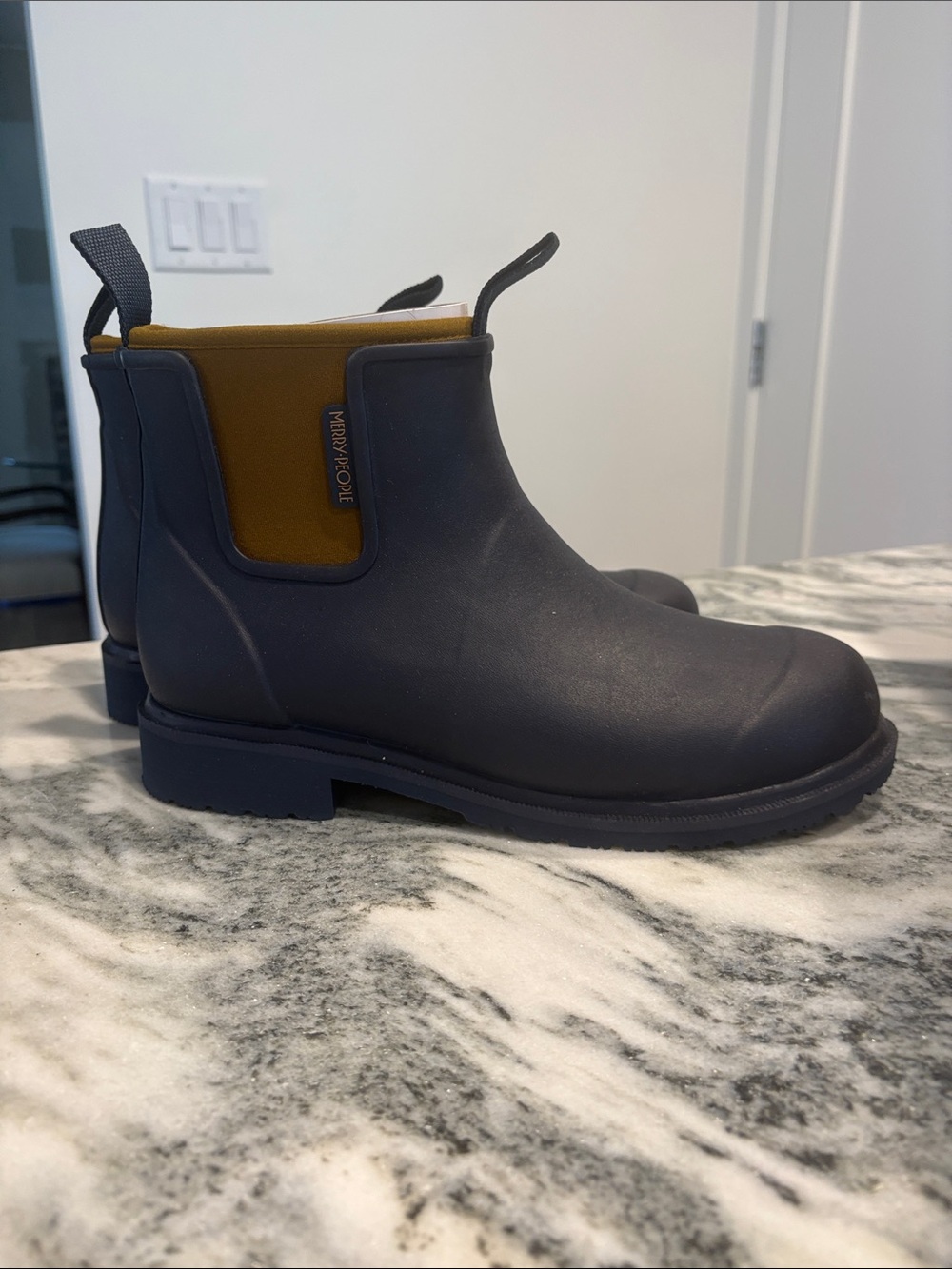 Women’s  Chelsea Rain Boot - Navy with Tan Gusset
